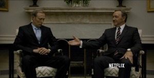 Lars Mikkelsen (left) and Kevin Spacey (right) in Netflix's House of Cards